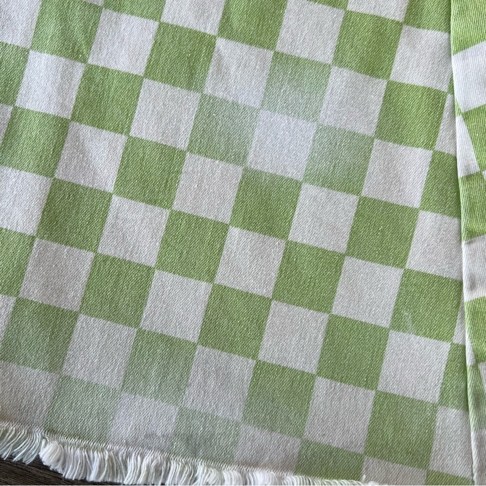 Free People Just Float On Flares Neon Green Checkerboard Bellbottom Jeans Sz 25 - Picture 13 of 15